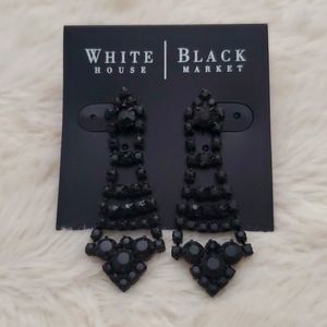 WHBM Black Crystal Earrings NWT!